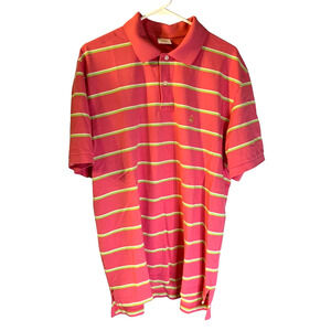 VTG Brooks Brothers Preppy Performance Polo Shirt Size L Pink Pique Striped Golf
